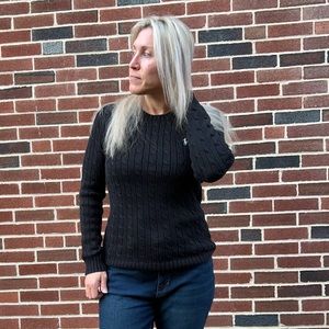 Ralph Lauren Sport black cable sweater with white logo size M